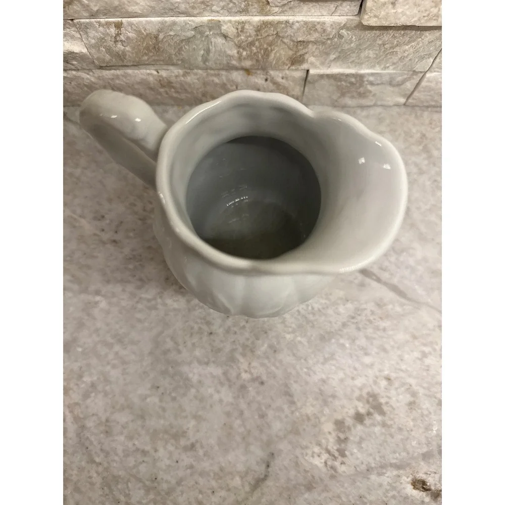 Two's Company White Ceramic Creamer Pitcher Embossed Floral‎ Design 5